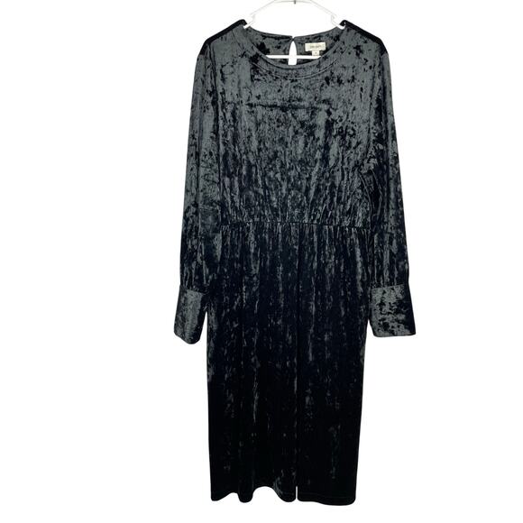 On 34th Black Long Sleeve Velvet Midi Dress XL Whimsigoth Witchy Holiday Goth - Picture 1 of 7